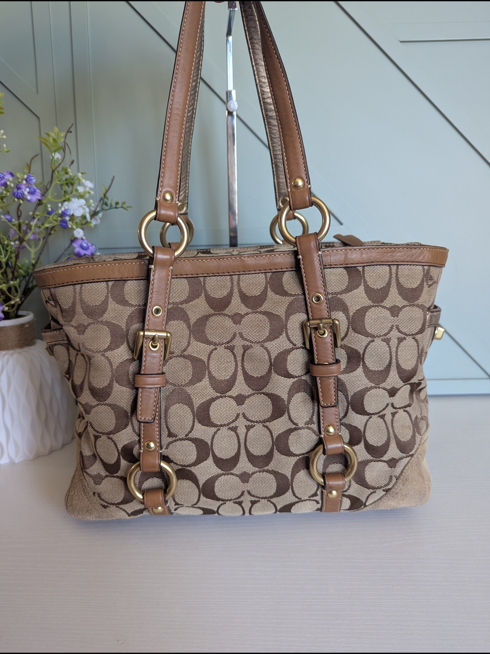Coach Vintage Brown Signature Canvas Tote Bag - Picture 4 of 11